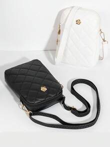 Neue modische minimalistische Damen Rhombus Muster Umhängetasche, kleine quadratische Geldbörse, lässige Pendler Umhängetasche für Outdoor-Einkäufe - Verschiedenfarbig - Übersicht 6