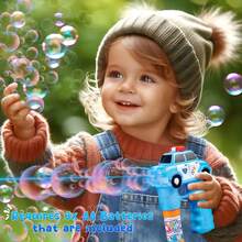 Durable And Long-Lasting Bubble Toy, Handheld Toy Bubble Gun With Strong Spray Force, Can Be Used For Halloween, Christmas Gifts, Wedding Decorations And Birthday Gifts (Batteries And Bubble Solution Not Included) - Blue - View 5