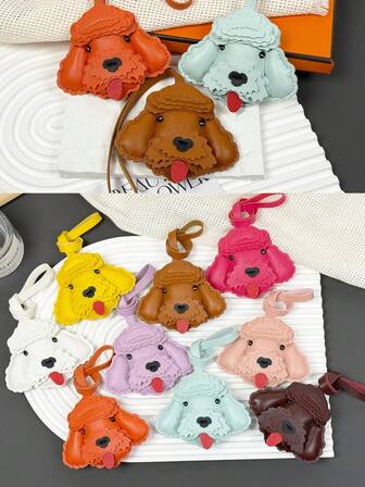 PU Leather Teddy Dog Poodle Bag Charm, PU Leather Tongue-Out Dog Keychain, Cute Pet Pendant, Holiday Gift, Birthday Gift For Girls, Car Bag Decor, Multi-Color Options, PU Leather Puppy Keychain, Adorable Tongue-Out Pet Bag Charm, Korean Style PU Leather Dog Keyring, Cute Tongue-Out Pet Pendant, Zipper Decoration