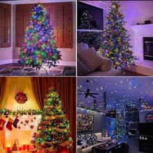 5/10/20米LED灯串，8种模式，深绿色铜线灯，星光效果，圣诞树装饰，节日氛围灯，藤编花环装饰 - 彩色光 - 查看 9