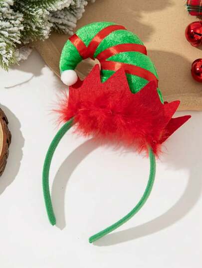 1 pieza Diadema con diseño de bastón de caramelo rojo navideño, adecuada para disfraces festivos