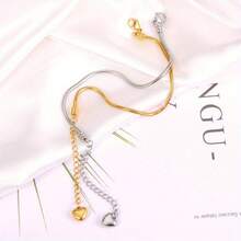 1pc/Set Zinc Alloy Gold Silver Can Choose Soft Snake Bone Chain Retro Jewelry Bracelet Summer Women's Senior Sense Simple Love Women's Bracelet - 銀色的 - 查看 5