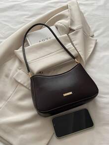 New Fashion Versatile Solid Color PU Waterproof Material Hardware Decoration Design Single-Shoulder Bag, Lady Elegant Wallet, Zipper Opening Single-Shoulder Bag, Business Commuting Bag, Suitable For Shopping. For Going Out To Parties, Festival Gifts