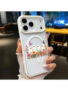 Flower-Ghost-Design Phone Case For IPhone 17 Pro Max, Compatible With Air 16, 16E, 15 Plus, 14, 13, 12, 11, XS Max, XR, And X Plus. This Shockproof, Durable Protective Case Is Transparent With Vibrant Colors, Making It Perfect As A Gift And Suitable For IPhone Cases. - Green - View 5