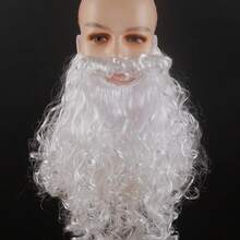 1pc White Santa Claus Wig + 1pc White Beard, Heat-Resistant Synthetic Hair, Suitable For Daily Parties, School Costumes. Unisex Cartoon Character Anime Cosplay Wig, Suitable For Holidays Like Thanksgiving, Birthday. Suitable For Halloween, Carnival, Comic Con, Christmas Decoration