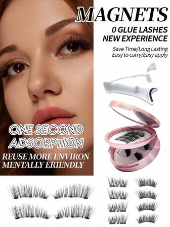 2 Pairs Of Double-Layer Magnetic False Eyelashes (Single Cluster Type) Meet All Your Needs. With Lengths Ranging From 6mm To 13mm, And Natural To Thick Styles From 14mm To 26mm, They Will Make You The Center Of Attention.