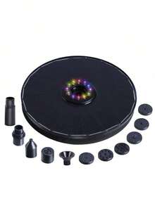 1 件 3W 太阳能喷泉泵 - 浮动池塘泵，带 8 种喷嘴和彩色 LED 灯，适用于鸟浴池、水族馆、池塘、游泳池、花园装饰 - 彩色 - 查看 3