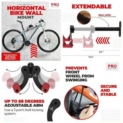 Wall Mount - Horizontal Indoor Rack 1 - Rack Garage -  And Secure Hook Road, Mountain Or Hybrid Bikes - Hanger, Storage