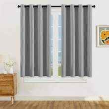 1/2 Rèm cản sáng nhẹ, Rèm cản sáng 100% có khoen kim loại ở trên, Dùng cho phòng khách/phòng ngủ, Màu hồng - Xám - Xem 25