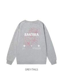 Moletom com estampa floral original Sakura Blossom, roupas femininas para o outono, moletom com capuz grande e manga comprida com ombros caídos, blusas plus size de inverno com forro de lã, novidades em suéteres e moletons com capuz, blusas vintage Harajuku, agasalhos masculinos, pulôveres estéticos masculinos, moletom com capuz luxuoso de grife peludo, agasalhos da moda urbana - Cinza - Ver 2