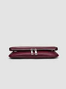 1pc Women's Chain Shoulder Bag, Crossbody Bag, Litchi Grain Underarm Bag With Chain, Minimalist Fashion Small Square Bag, Shoulder & Crossbody Bag With Detachable Strap - 酒紅色 - 查看 6