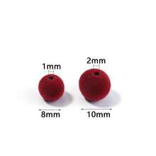 Gói 100 hạt 8mm kết cấu nhung nhiều màu, hạt trang sức màu đỏ tía cổ điển tự làm cho vòng tay, vòng cổ, hoa tai, đồ trang trí cây thông Noel, đồ thủ công, mặt dây chuyền, phụ kiện - Da lộn tròn - Xem 8