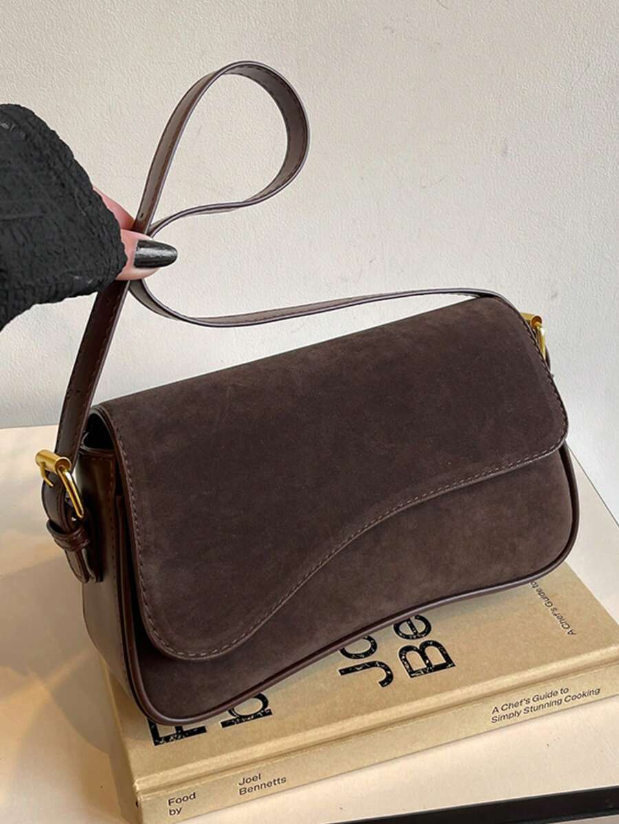 1pc Women's Solid Color PU Fashion Underarm Bag, Versatile Shoulder Bag
