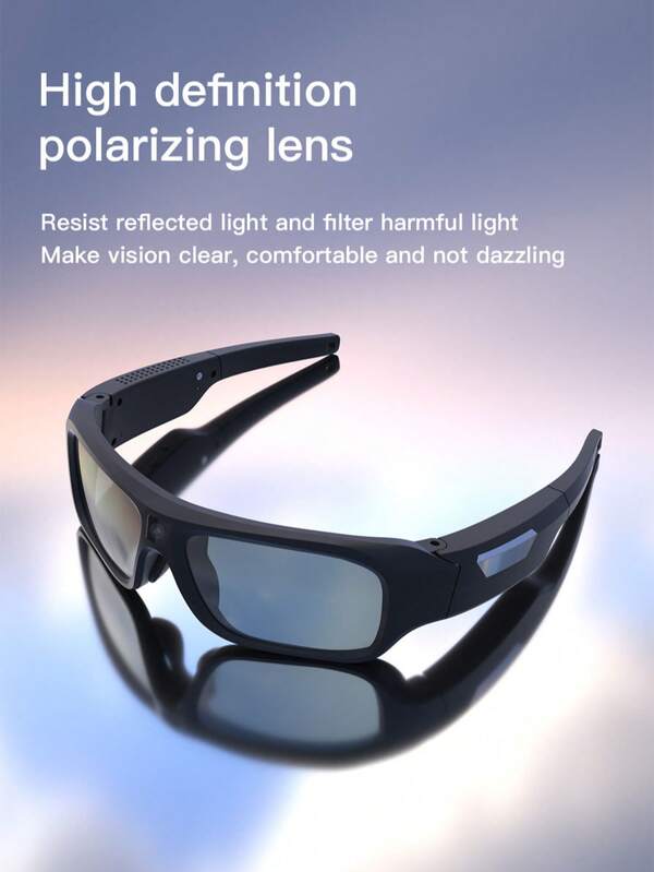 Gafas de video 4K (con tarjeta de memoria de 64GB) - Cámara portátil y vestible, grabación en primera persona sin manos, sistema de estabilización de imagen digital, función de exposición automática, batería recargable, marco negro, ideal para deportes y actividades al aire libre, gafas de cámara de acción | Marco negro elegante | Gafas de cámara de acción