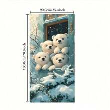 1pc 2D Flat Christmas Banner Facing The Door, Featuring A Polar Bear Pattern Outside The Window, Is Suitable For Christmas Parties, Photo And Photography Props Background Cloth, Indoor And Outdoor, Home Decoration, Cinema, Courtyard Decoration, Holiday Parties, Anniversaries, And Party Decoration