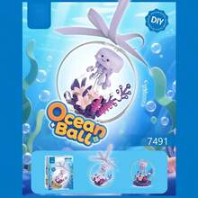 Micro-Particle Cute Ocean Creature Building Blocks, With Gift Ribbon, Display Ball, Two Display Modes, Educational Toy, Desktop Decor, Perfect Gift For Kids, Reward, Birthday, New Year, Christmas