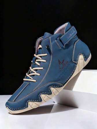 Salkin Handmade Casual Men's Shoes, Breathable Designer Boots With Hook And Loop Elastic Band, Comfortable Non-Slip Wear-Resistant Flat Leather Shoes, Ankle Boots For Outdoor Activities, Spring Autumn Winter