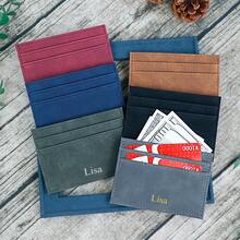 1pc Personalized Multi-Card Holder Unisex Ultra-Thin Minimalist Cross-Grain PU Leather Credit Card Wallet Customized Foil Stamped Letter/Name All-In-One ID Card Coin Purse For Women For Men Money Wallet Mini Wallet Purse Wallet Small Wallet