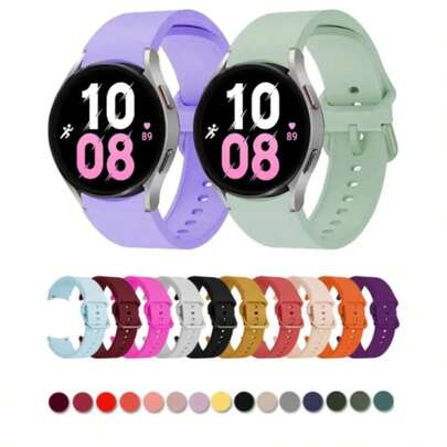 1pc Mediterranean Blue Women's Colored Circle Buckle Silicone Smart Watch Band, Compatible With 40/42/43/44/45/46/47mm Galaxy Watch 7/6/5/4