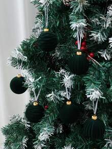 12件/套圣诞装饰天鹅绒圣诞球，深绿色圣诞球饰品，防碎植绒圣诞树球，圣诞树装饰品，圣诞树饰品，圣诞派对用品，圣诞家居装饰，圣诞装饰，圣诞球，圣诞树装饰，圣诞饰品，家居装饰，房间装饰，圣诞派对装饰，2026新年装饰，冬季圣诞装饰，家居圣诞礼物，圣诞装饰