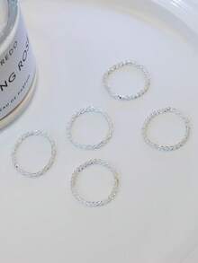 1-5pcs Shiny Gypsophila Ring Set, Women Shimmery Rings Closed Super Glitter Chain Rings