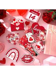 12pcs/Set Valentine's Day Wooden Hanging Ornaments, Decorative Gnomes Joyful Valentine's Day Decor Hanging Ornaments, Decorations With Strings For Party