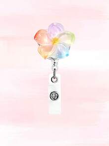 Exquisite, Fashionable And Casual Color Gradient Flower Card Holder Telescopic Buckle Clothing Decoration, Suitable For ID Cards, Access Control Cards, Student ID Cards, Work ID Cards, Card Holders, Transportation Cards, Offices, Schools, Hospitals, Nurses, Doctors, Medical Staff, Beaches, Islands, Vacations, Clothing, Bags And Accessories, Suitable For Giving Gifts To Friends, Colleagues, Sisters, Family, Festival Gifts, Birthday Gifts