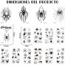Tatuajes Luminosos para Niños, Diseños Variados, Tatuajes Temporales que Brillan en la Oscuridad - para Fiestas, Regalos y Maquillaje (15Pcs WSJ Tattoo Spider) - 15 piezas de tatuajes de araña WSJ - Ver 10