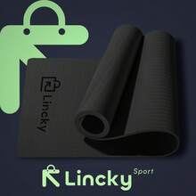 Tapete de Yoga Lincky,  Colchoneta de ejercicio ideal para hogar, parque y gym, Esterilla portátil tamaño de  183x61 espesor de 5m - Negro - Ver 5