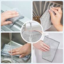 10pcs Magic Cleaning Cloth Thickened Double -Sided Metal Steel Wire Rags Kitchen Dish Pot Washdishing Cloths Towel Clean Tools - Silver - View 10