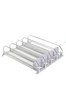 Drink Organizer For Fridge, Soda Can Organizer Dispenser For Refrigerator With Automatic Pusher Glide, Width Adjustable Clear Dividers Can Holder