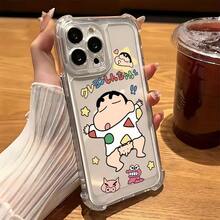 Dibujos animados Crayon Funda para teléfono nuevo adecuada para 16 15 14 13 12 11 Pro X XR XSMAX 8 25 Plus Shockproof Transparente Cubierta trasera suave17  17promax - transparente - Ver 4