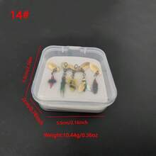 盒装亮片诱饵向日葵种子改装 5 金色微型亮片钓组仿生蚊蝇蜜蜂蝇钩套装 - 盒裝5金飛蠅毒蚊蜜蜂混搭 - 查看 11