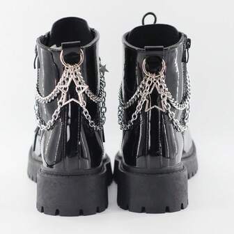 2 piezas Anillo redondo minimalista de moda y cadena decorativa desmontable de metal con pentágono