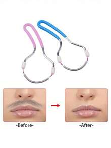 1pc Pink/Blue Facial Hair Remover - Utilizes Gentle Yet Effective Spring Technology To Effectively Remove Unwanted Hair On Upper Lip, Chin, Face And Neck - Multicolor - View 6