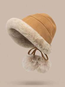 Plush Bucket Hat, Thick Winter Bucket Hat, Windproof, Versatile, Cute, Warm Ear Protection Winter Gear - Multicolor - View 5