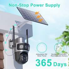 4K Security Cameras Wireless Outdoor, 5G/2.4G WiFi CCTV Cameras For Home Security Solar Power With Dual Lens,Battery Powered PIR Motion Detection,Color Night Vision,2-Way Audio,IP65 Waterproof,No Subscription Fee - 黑色 - 查看 3