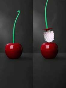 Cherry Toilet Brush Household Long Handle Soft Hair Toilet Brush Daily Creative Plastic Cleaning Brush Toilet Brush Set - Multicolor - View 6