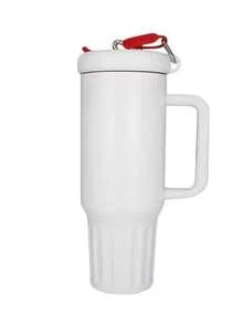 Portable Stainless Steel Thermal Cup 1200ml Thermal Bottle With Lid And Stainless Steel Straw 001 - 白色 - 查看 2