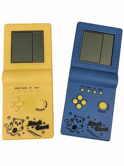 1 Pack Classic Handheld Game Console - Retro Games, Portable Design 3.5-Inch Large Screen, Simple Controls, Pocket-Sized For On-The-Go Handheld Device For Nostalgia Stacking Puzzle Game Gift Yellow Blue Red White