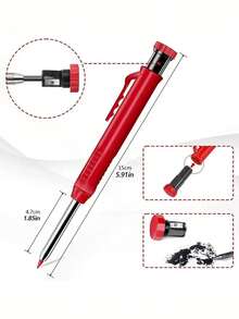 1PC Woodworking Mechanical Pencil, Replaceable Lead, Multiple Colors, Single Color Metal Pencil For Woodworking, 45mm Long, With Pencil Sharpener And Marking Tool, Suitable For Construction And Woodworking, Long Nose Deep Hole Mechanical Marking Pen, Suitable For Woodworking, Drawing, And Construction Tools, Built-In Sharpener, Metal Long Head Deep Hole Woodworking Pencil, Professional Engineering Woodworking Pen, Quick Drying Hook Marking Pen