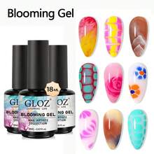 GLOZ 18毫升绽放凝胶指甲油，透明UV LED花朵凝胶指甲油，可打造大理石、天然石材、水彩花卉图案，可卸除凝胶指甲油，DIY美甲设计，女士美甲礼物 - 無色 - 查看 12