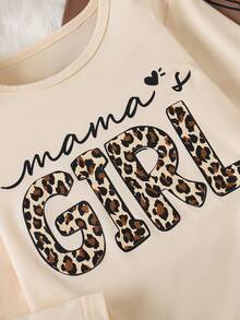 3 pièces/set Hauts à manches longues col rond avec imprimé cœur coloré + imprimé lettre cœur léopard + imprimé lettre léopard pour la Saint-Valentin des filles - Multicolore - Voir 7