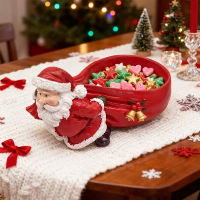 Santa Claus Candy Dish Resin Christmas Decorative Bowl Cute Tabletop Decorations For Home Holiday Party