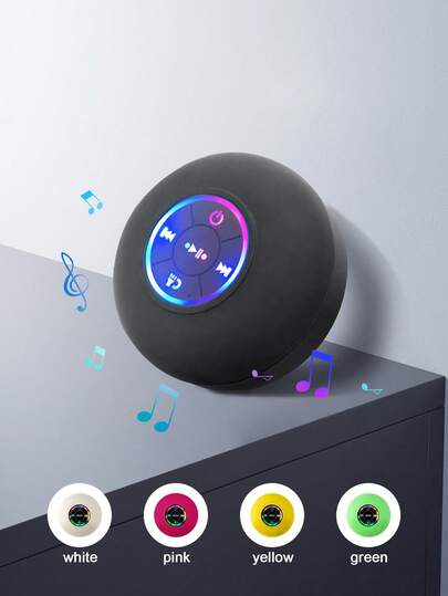 LED Lighting Waterproof Bathroom Bluetooth Speaker With Large Suction Cup, Portable Waterproof Bluetooth Speaker