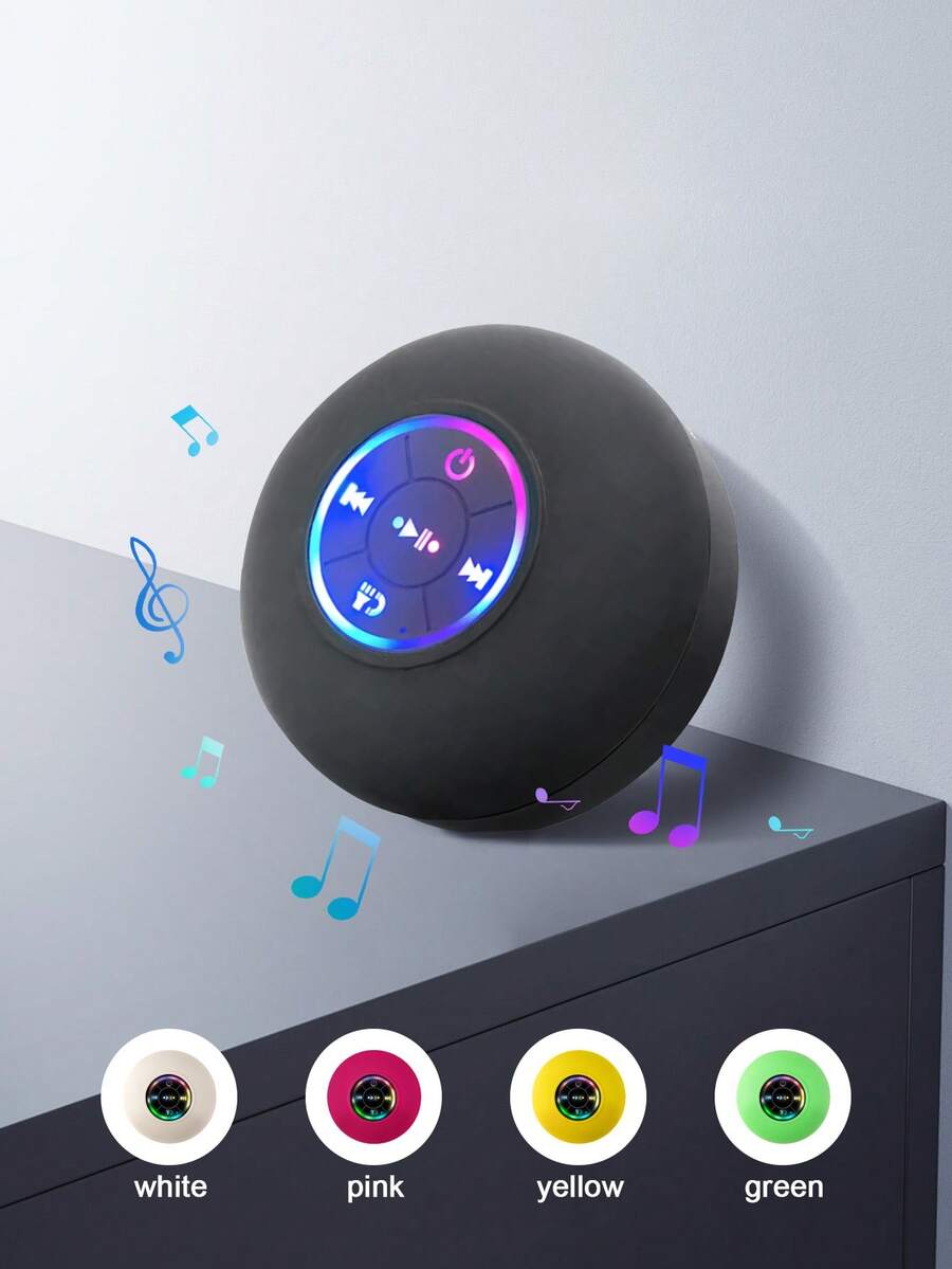 Altavoz Bluetooth impermeable para baño con iluminación LED y ventosa grande, altavoz Bluetooth portátil impermeable