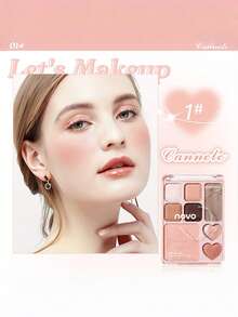 NOVO 8-Color Pearl & Matte Eyeshadow Palette, High Pigmentation. Blush, Contour, Highlighter All-In-One Palette, Long-Lasting, Smooth Texture, Suitable For Various Makeup Looks - 02#Xishangberry - View 3
