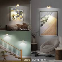Gold Battery Operated Picture Light, Wireless Picture Lights For Wall With Remote Dimmable Timer,3 Lighting Modes Pictures Frame Light For Artworking,Magnetic Painting Lights Wall Decor - Vàng (Chạy bằng pin) - Xem 9