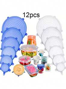 6 nắp silicon co giãn, nắp đậy bát đựng thức ăn, nắp bảo quản thực phẩm có thể tái sử dụng, nắp giữ tươi trái cây và rau quả đa năng co giãn, nắp bảo quản kín, hộp đựng trái cây, hộp đựng, có thể tái sử dụng, phụ kiện nhà bếp - Nhiều màu - Xem 12