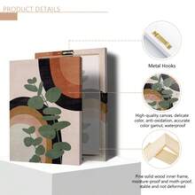 3pcs/Set Abstract Nature Oil Painting Print - Desert And Palm Leaves, Mid-Century Modern Bohemian Decor Suitable For Home Decor, Room Decor, Bedroom Decor, Living Room Decoration, Bathroom Decor, Wall Decor, Optional Wall Art With Frame